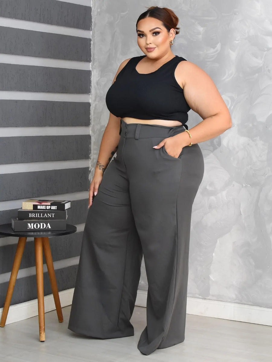 Calça Pantalona Alfaiataria Plus Size Feminina Premium