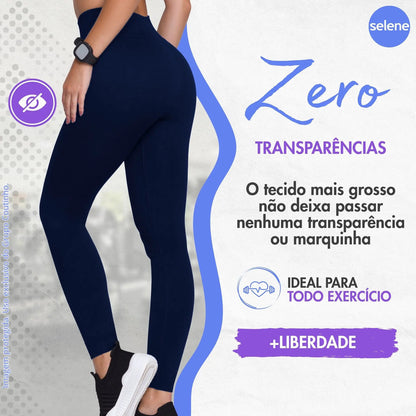 Calça Legging Zero Transparência Fitness Cintura Alta Selene