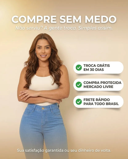 Calça Feminina Jeans Cintura Alta Skinny Levanta Bumbum
