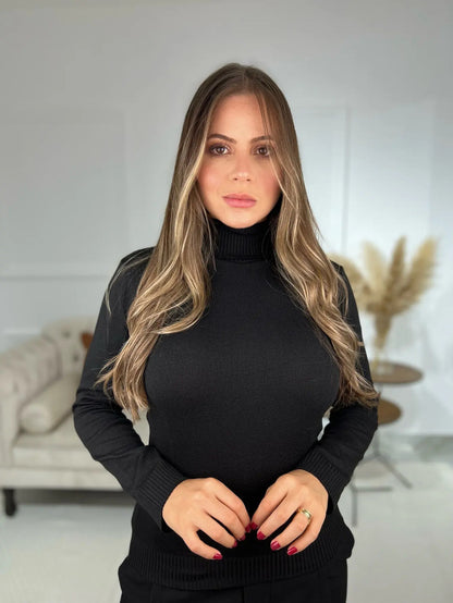 Blusa Cacharrel Feminina Lã Trico Tricot Gola Alta Atacado