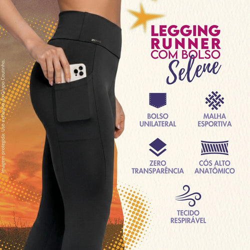 Legging Academia Corrida Com Bolso Selene Zero Transparência