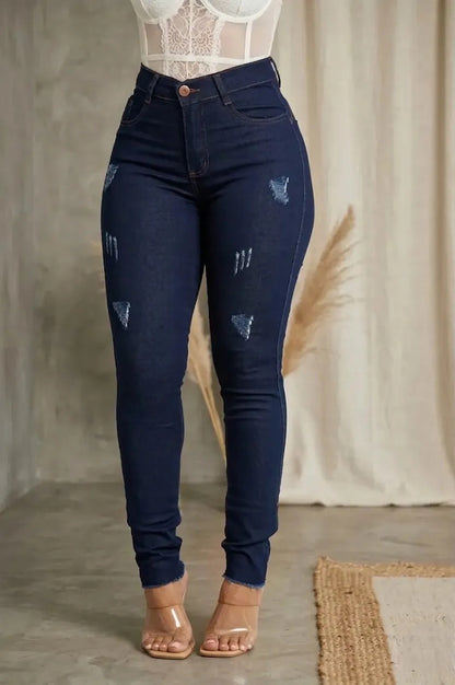 Calça Jeans Feminina Preta Skiny Cintura Alta Levanta Bumbum