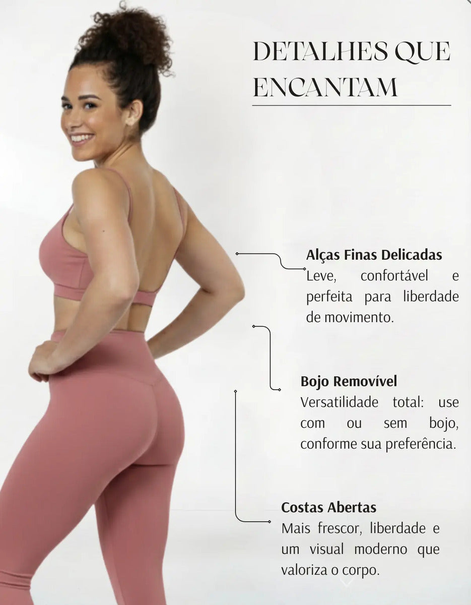 Top Fitness Academia Alça Fina Costa Aberta Feminino