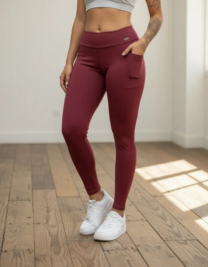 Calça Legging Bolso Gkd Cintura Alta Leg Zero Transparência