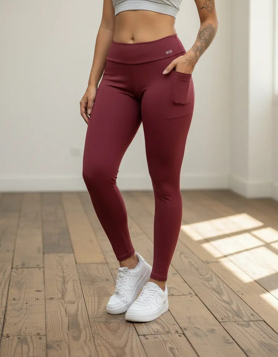 Calça Legging Bolso Gkd Cintura Alta Leg Zero Transparência