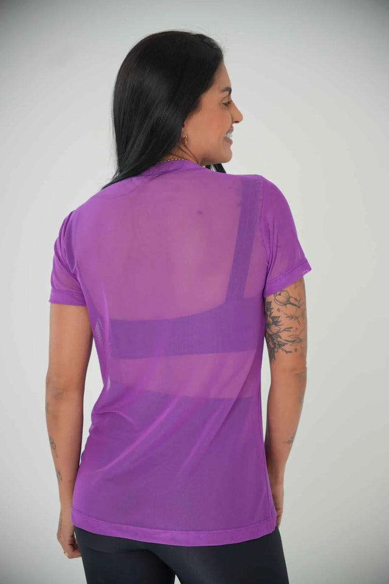 Blusa Tule Camiseta Feminina Academia Fitness