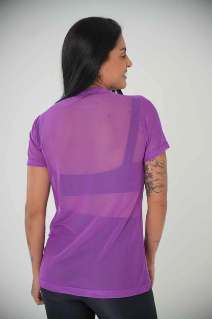 Blusa Tule Camiseta Feminina Academia Fitness