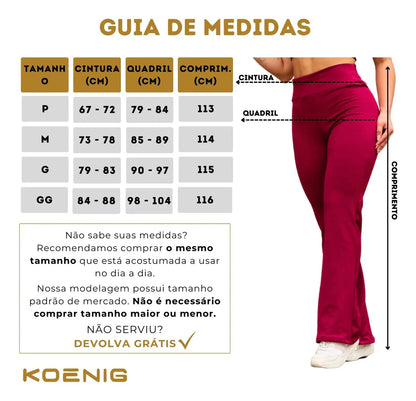Calça Legging Flare Bailarina Leg Boca De Sino Cintura Alta