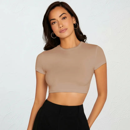 Top Cropped Feminino Básico Blusinha Academia Manga Curta