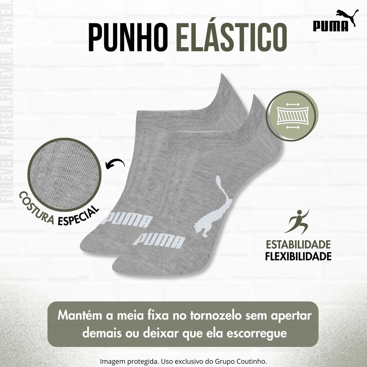 Kit 9 Pares Meias Invisível Puma Sapatilha Soquete Original