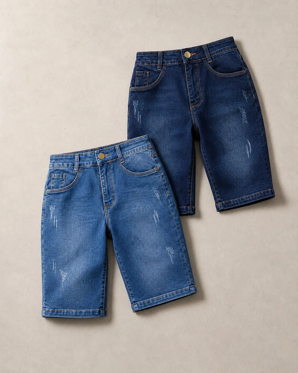Kit 2 Bermuda Jeans Ciclista Feminina Empina Bumbum