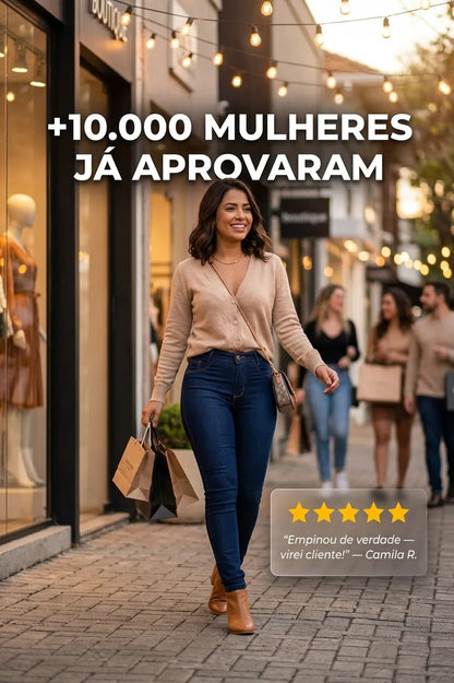 Calça Feminina Jeans Cintura Alta Skinny Levanta Bumbum