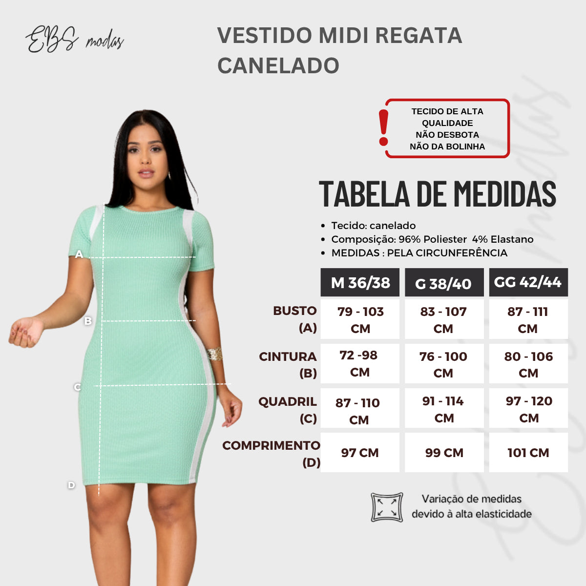 Vestido Canelado Curto Com Manga Casual Básico Modelador
