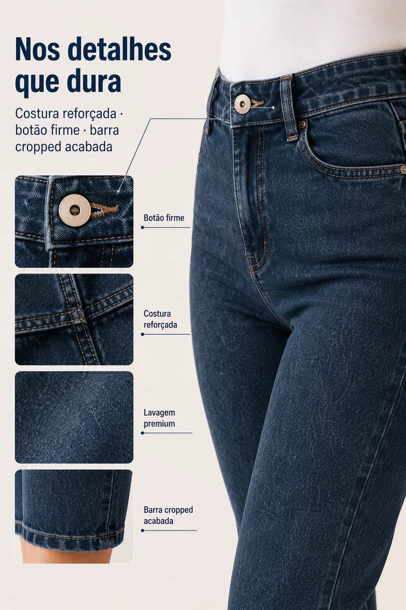 Calça Jeans Mom Stillger Feminina Cintura Alta Cor Clara