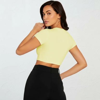 Top Cropped Feminino Básico Blusinha Academia Manga Curta