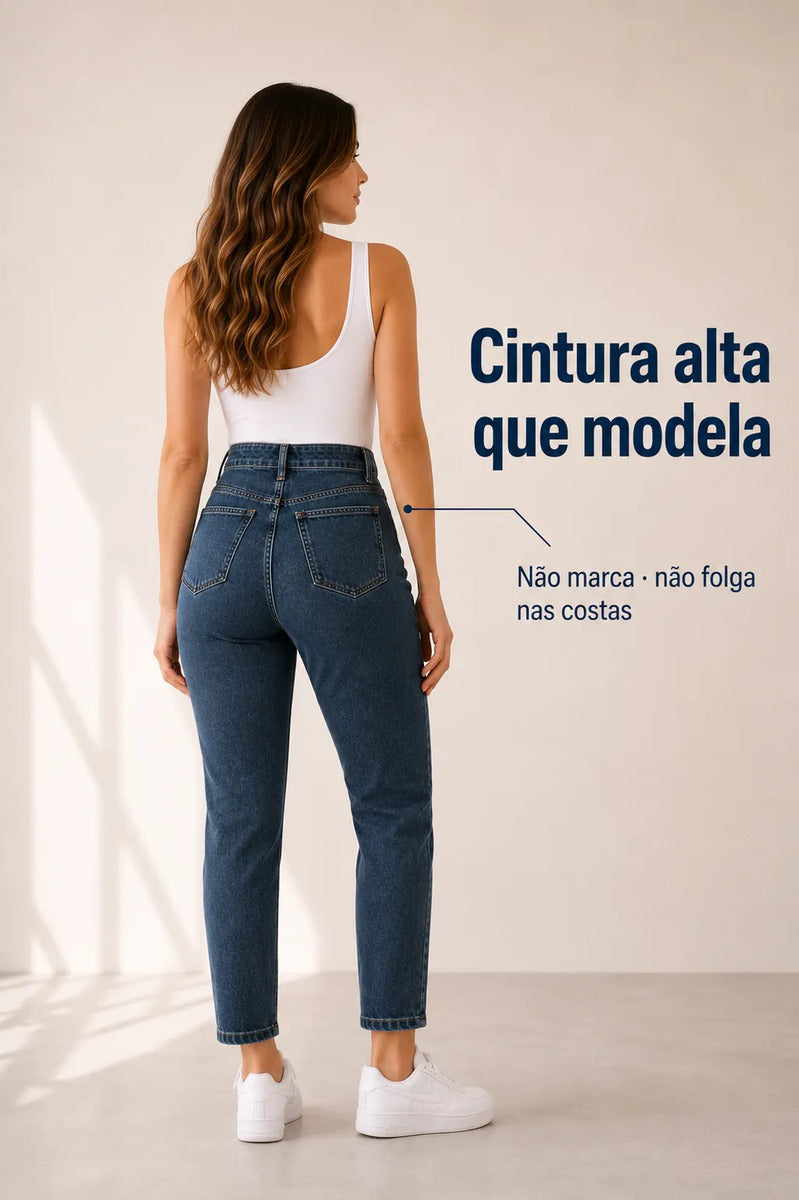 Calça Jeans Mom Stillger Feminina Cintura Alta Cor Clara