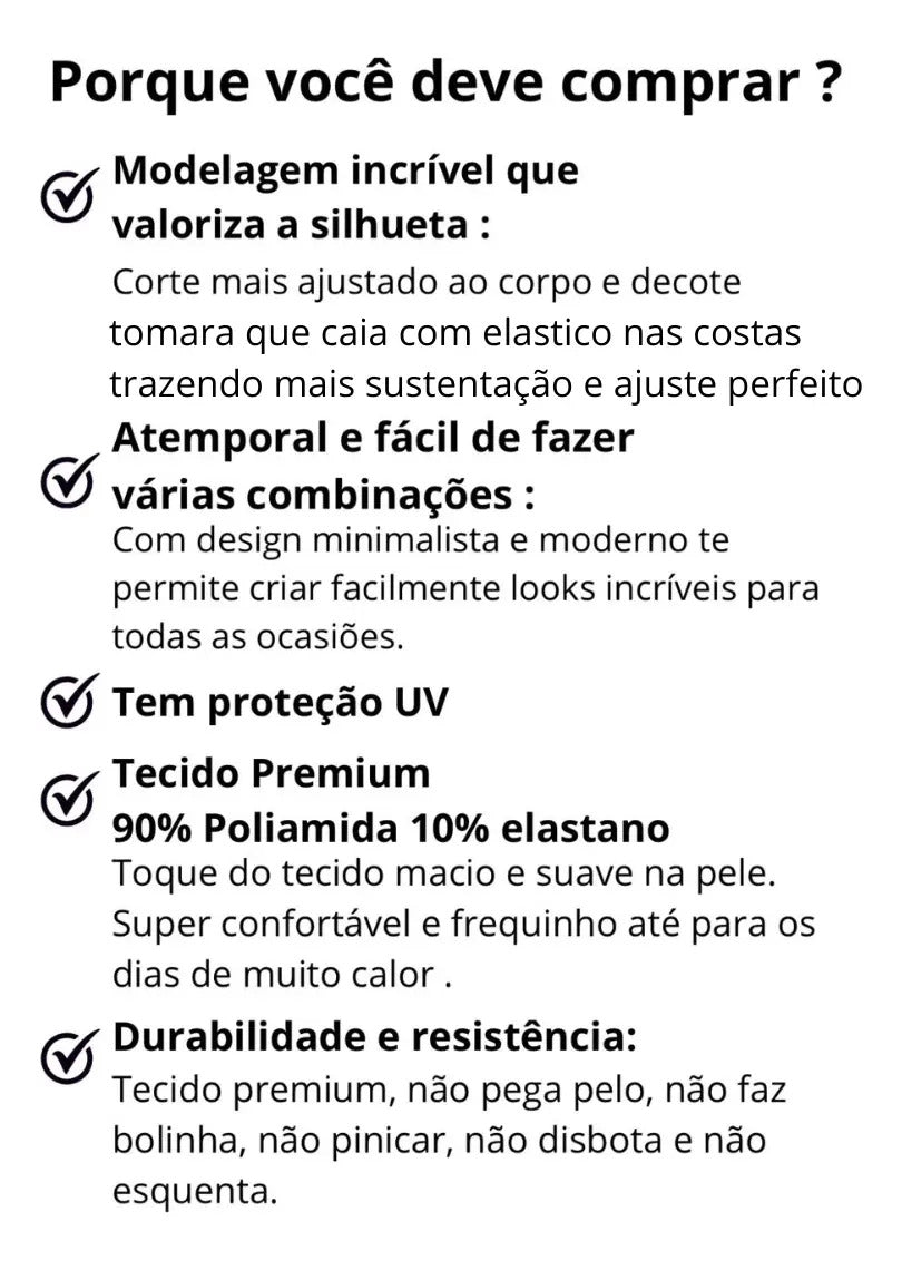 Top Tube Poliamida Forrada Tomara Que Caia Cropped Moda
