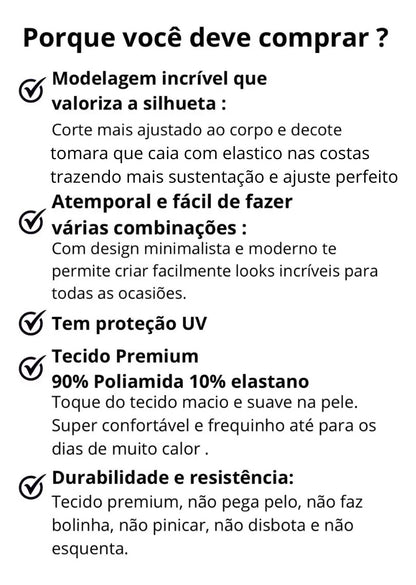 Top Tube Poliamida Forrada Tomara Que Caia Cropped Moda