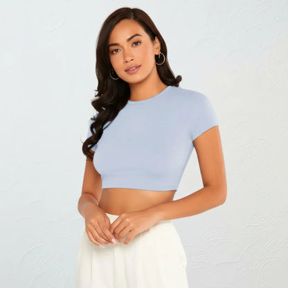 Top Cropped Feminino Básico Blusinha Academia Manga Curta