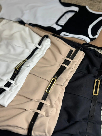 Kit 3 Shorts Feminino Social Alfaiataria 3 Bodys Canelado