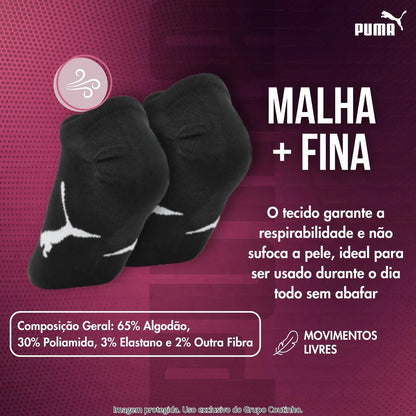 Kit 9 Pares Meias Invisível Puma Sapatilha Soquete Original