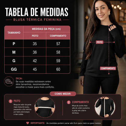 Blusa Térmica Feminina Flanelada Peluciada Frio Inverno