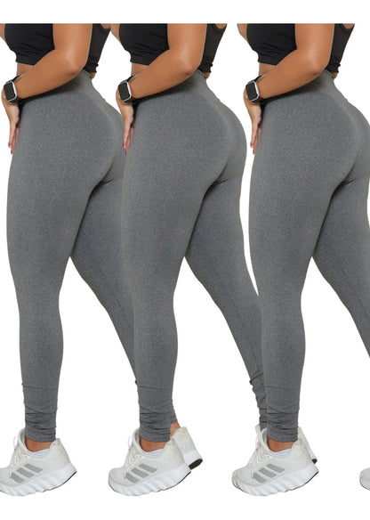 Kit 3 Calças Legging Feminina Academia Fitness Cintura Alta