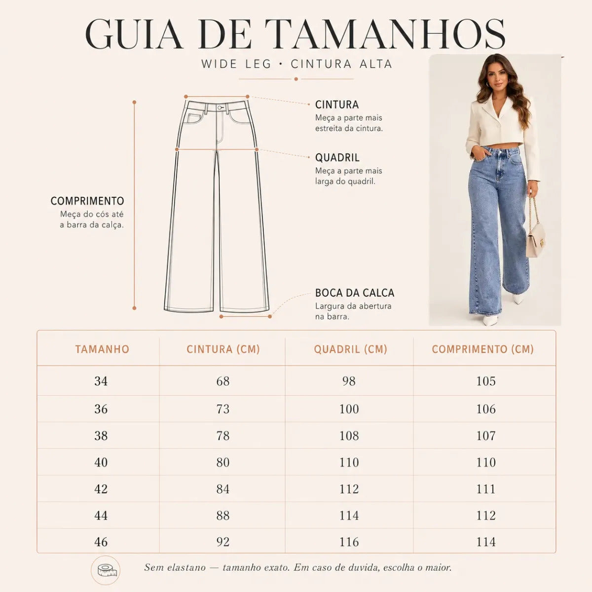 Calça Jeans Pantalona Wide Leg Feminina Cintura Alta Larga