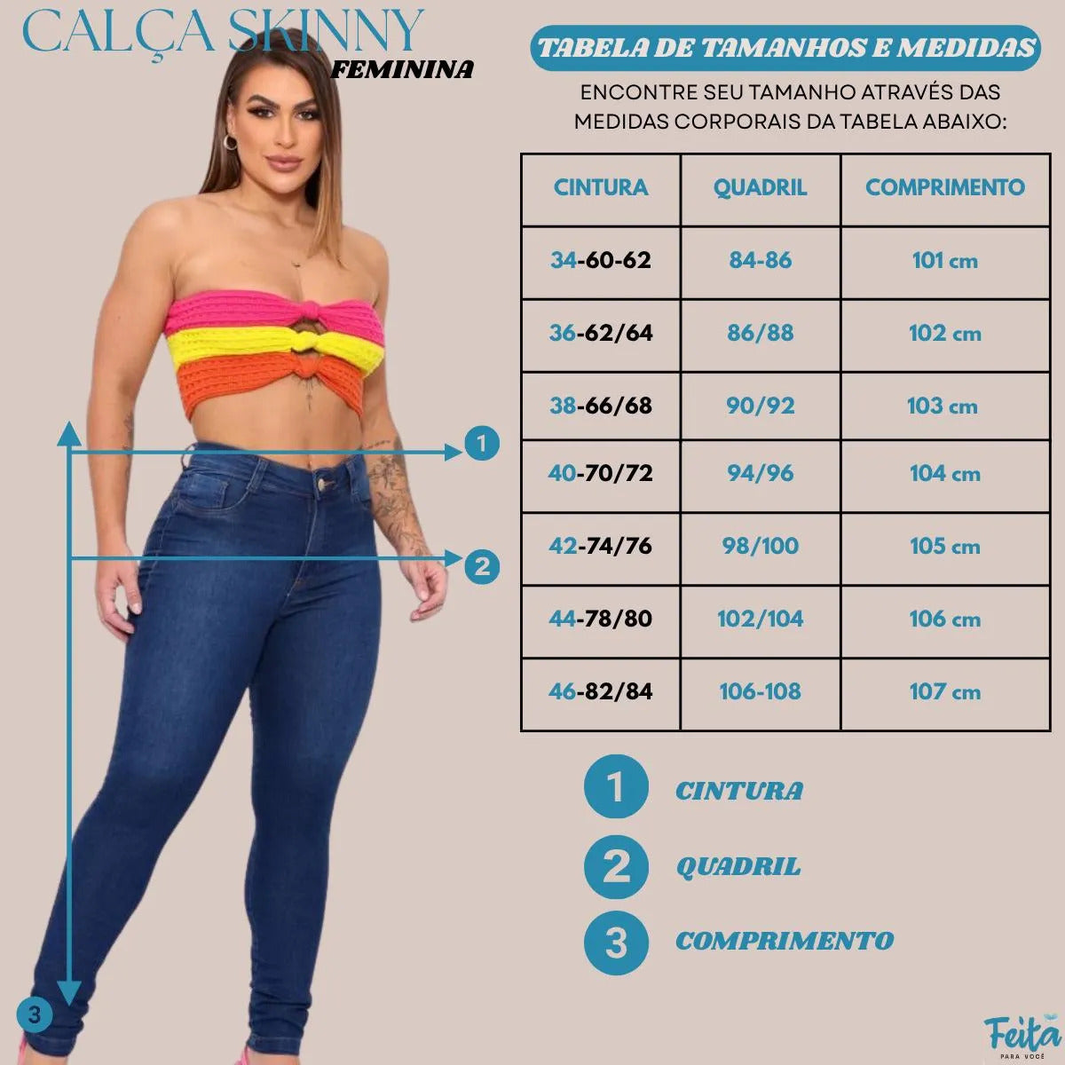 Calça Preta Jeans Feminina Com Elastano Cintura Alta Skinny