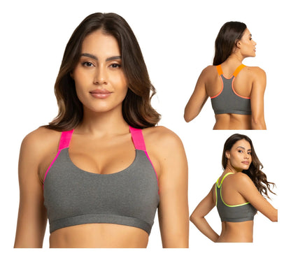 Kit 3 Top Fitness Neon Fashion Academia Nadador Frente Dupla