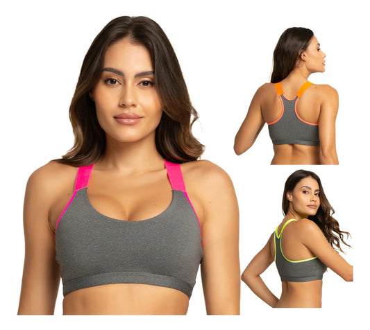 Kit 3 Top Fitness Neon Fashion Academia Nadador Frente Dupla