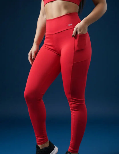 Calça Legging Bolso Gkd Cintura Alta Leg Zero Transparência