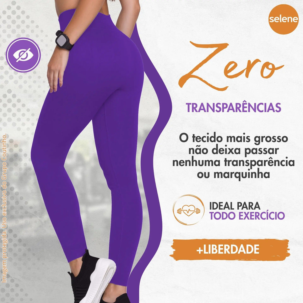 Calça Legging Zero Transparência Fitness Cintura Alta Selene