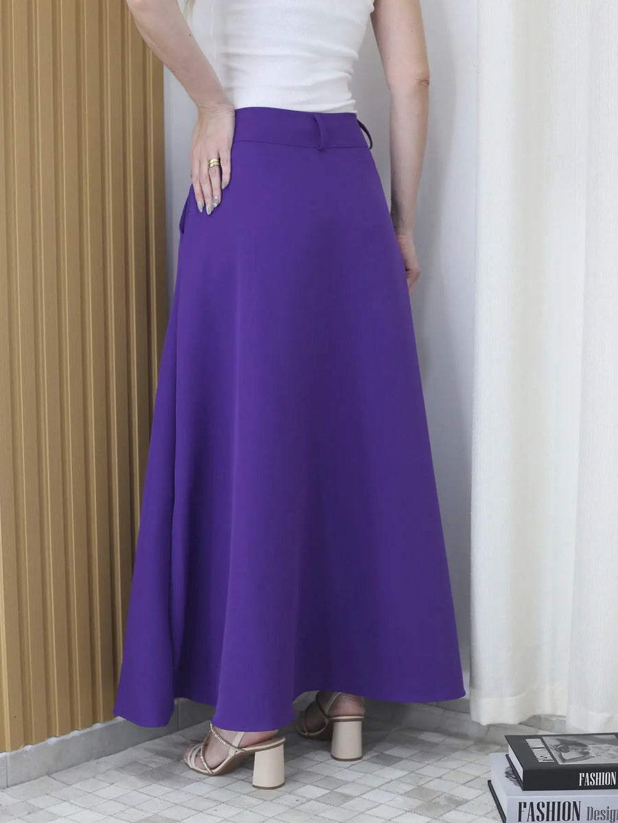 Saia Feminina Longa Design Saiaxshort Botao Cinto - Ma 7106