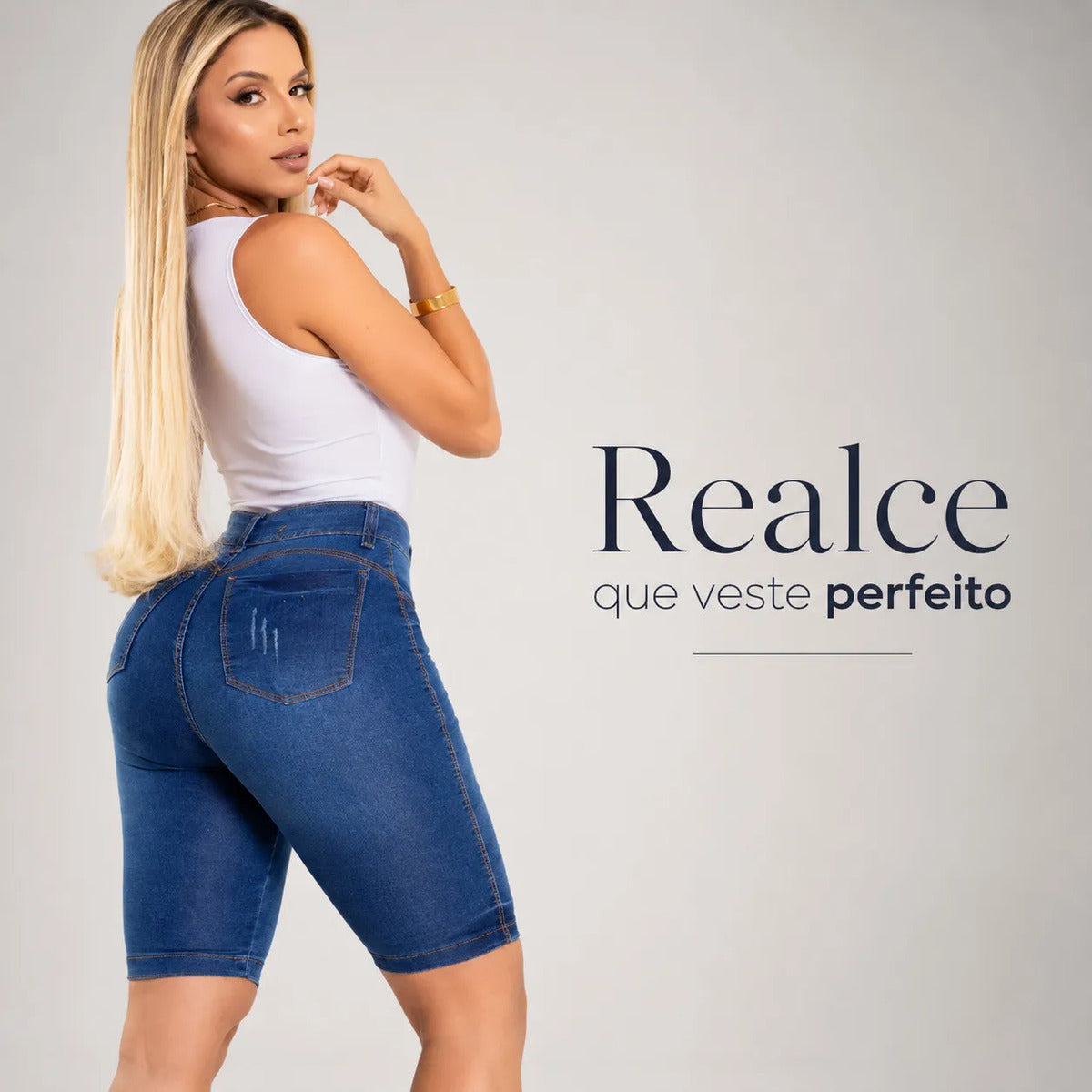 Kit 2 Bermuda Jeans Ciclista Feminina Empina Bumbum