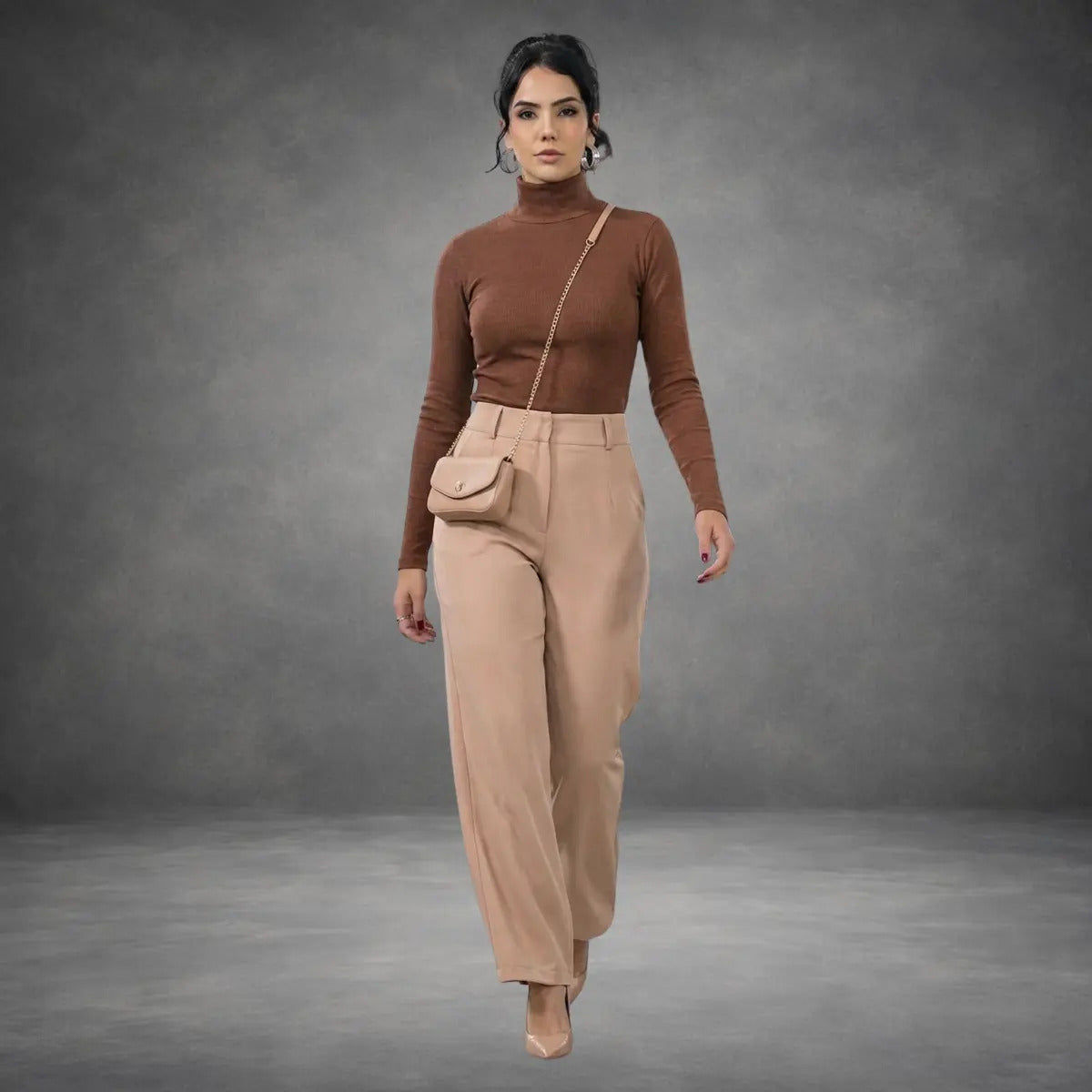 Blusa De Frio Feminina Manga Longa Gola Alta Inverno Lisa