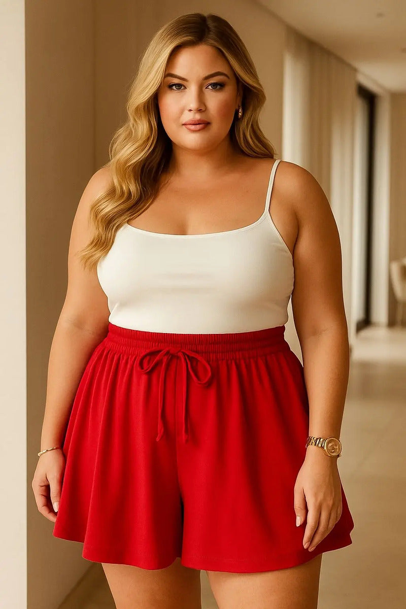 Shorts Plus Size Leve Feminino Cintura Alta
