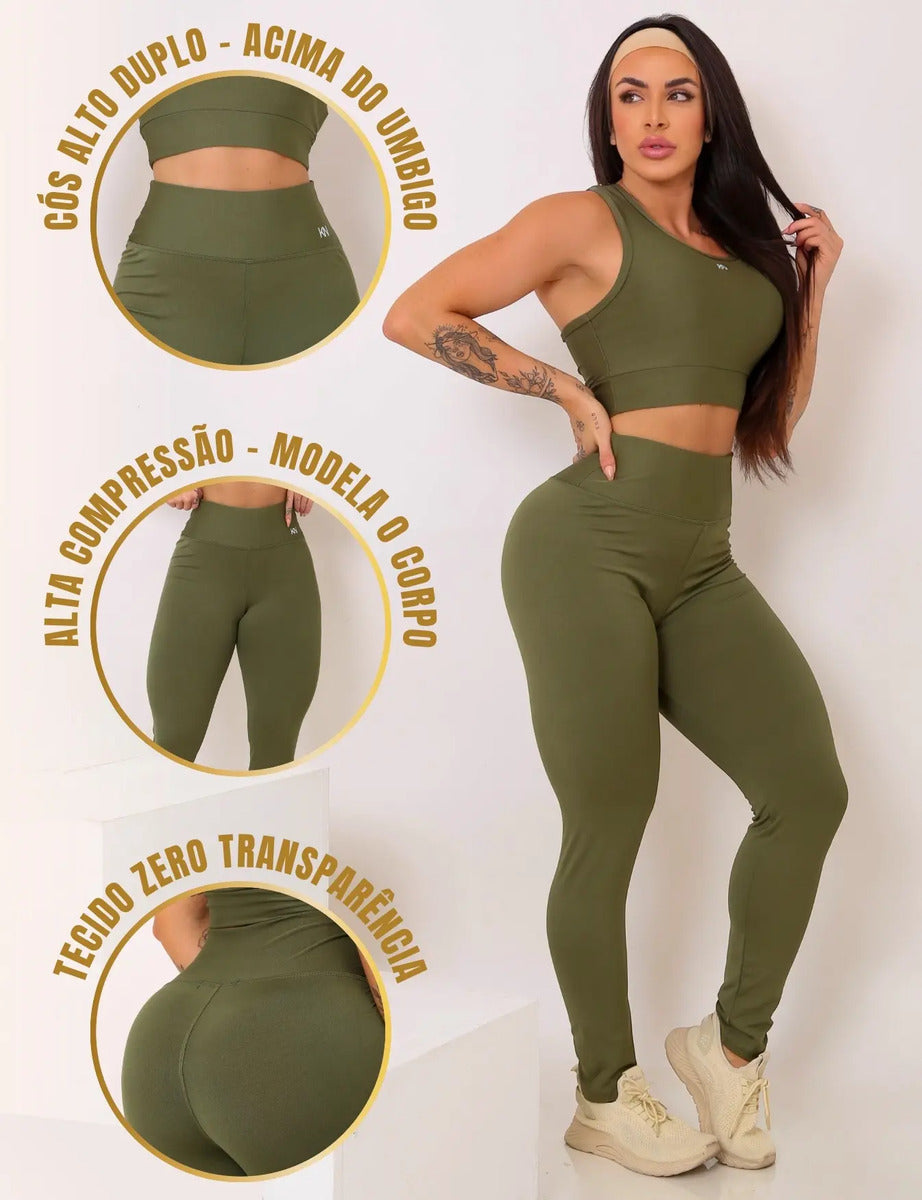 Calça Legging Fitness Zero Transparência Cintura Alta Koenig