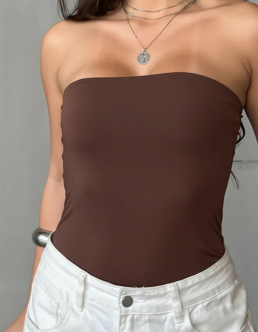 Tube Top Faixa Feminino Tubinho Forro Duplo Básico Suplex