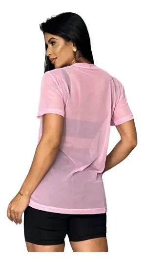 Blusa Tule Camiseta Feminina Academia Fitness