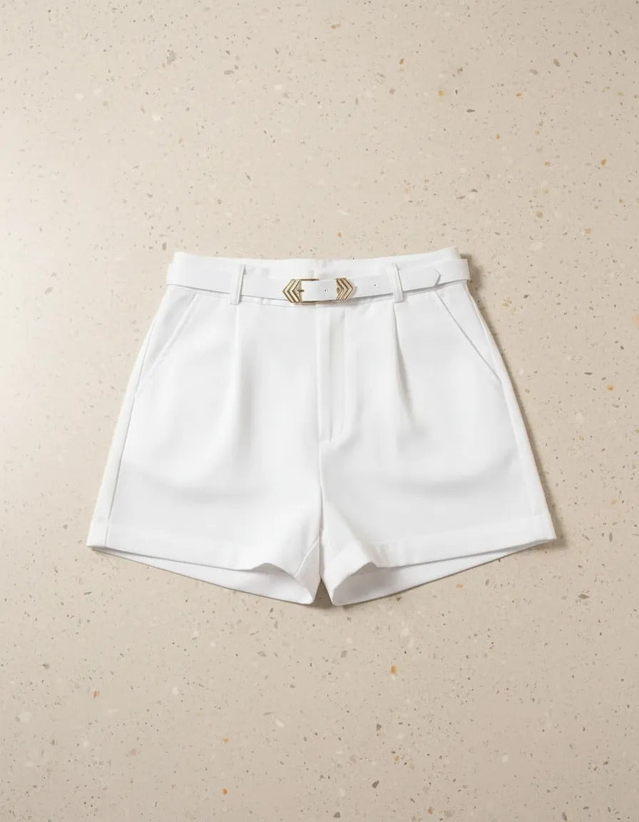 Short Feminino Social Com Cinto Alfaiataria Trabalho
