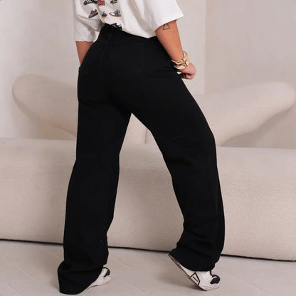 Calça Jeans Feminina Wide Leg Pantalona  100% Algodão