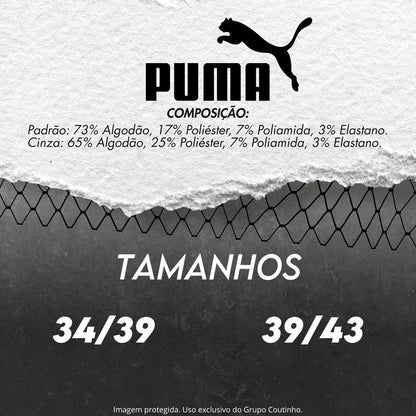 6 Pares Meias Puma Cano Médio Alto Atoalhada Academia Sport