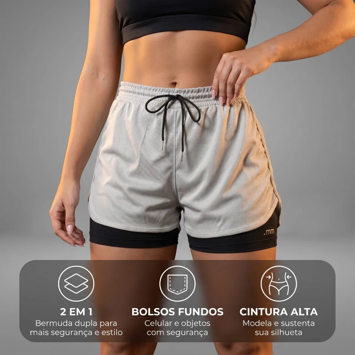 Kit 2 Short Duplo Compressão Fitness Bermuda Treino Feminino