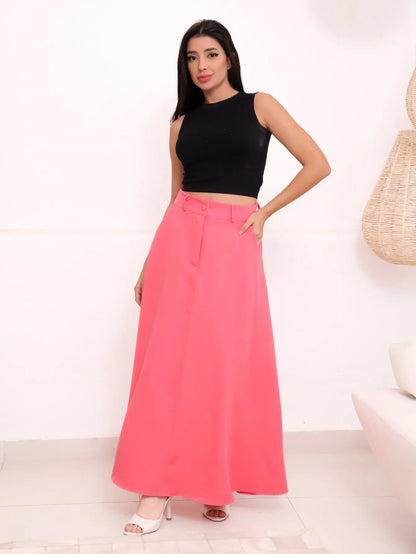 Saia Feminina Longa Design Saiaxshort Botao Cinto - Ma 7106