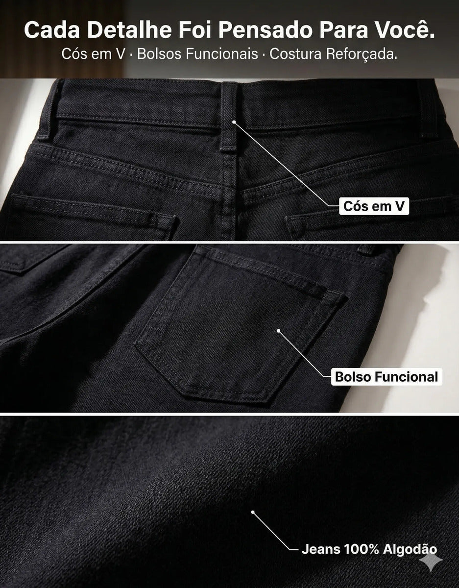 Calça Jeans Wide Leg Feminina Cintura Alta Sem Lycra Stillge