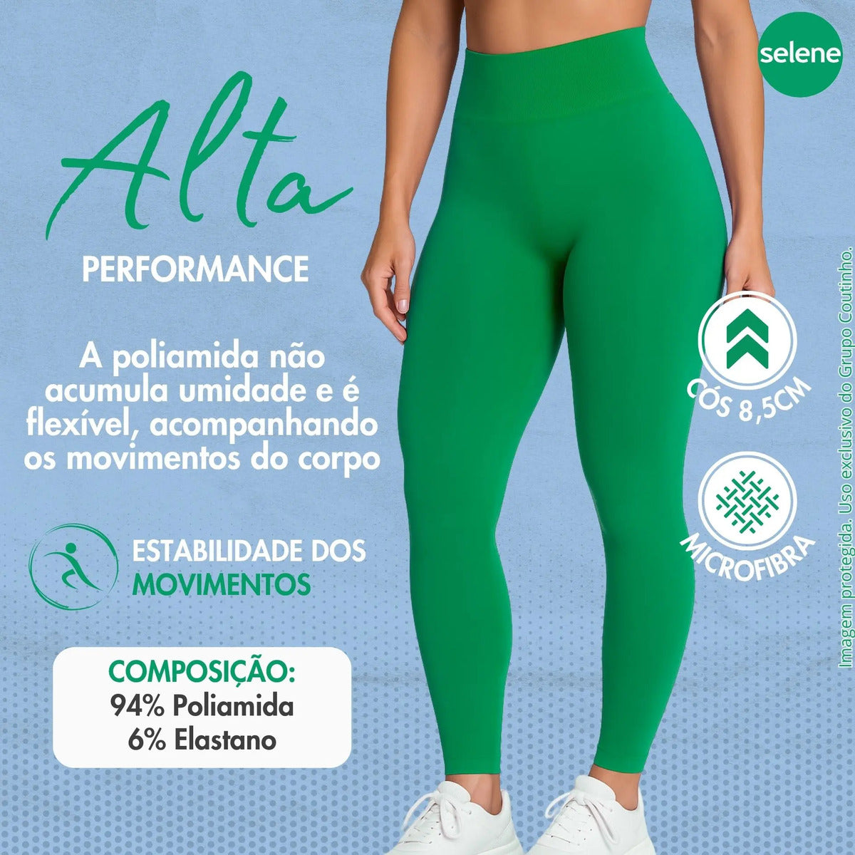 Calça Legging Zero Transparência Fitness Cintura Alta Selene
