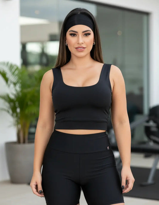 Cropped Cropet Top Alça Grossa Regata Feminino Casual C Bojo