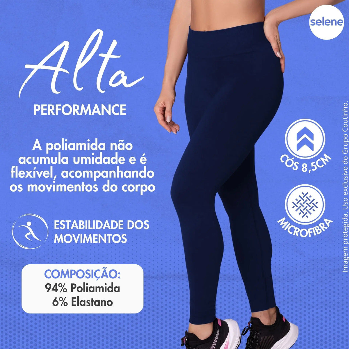 Calça Legging Zero Transparência Fitness Cintura Alta Selene