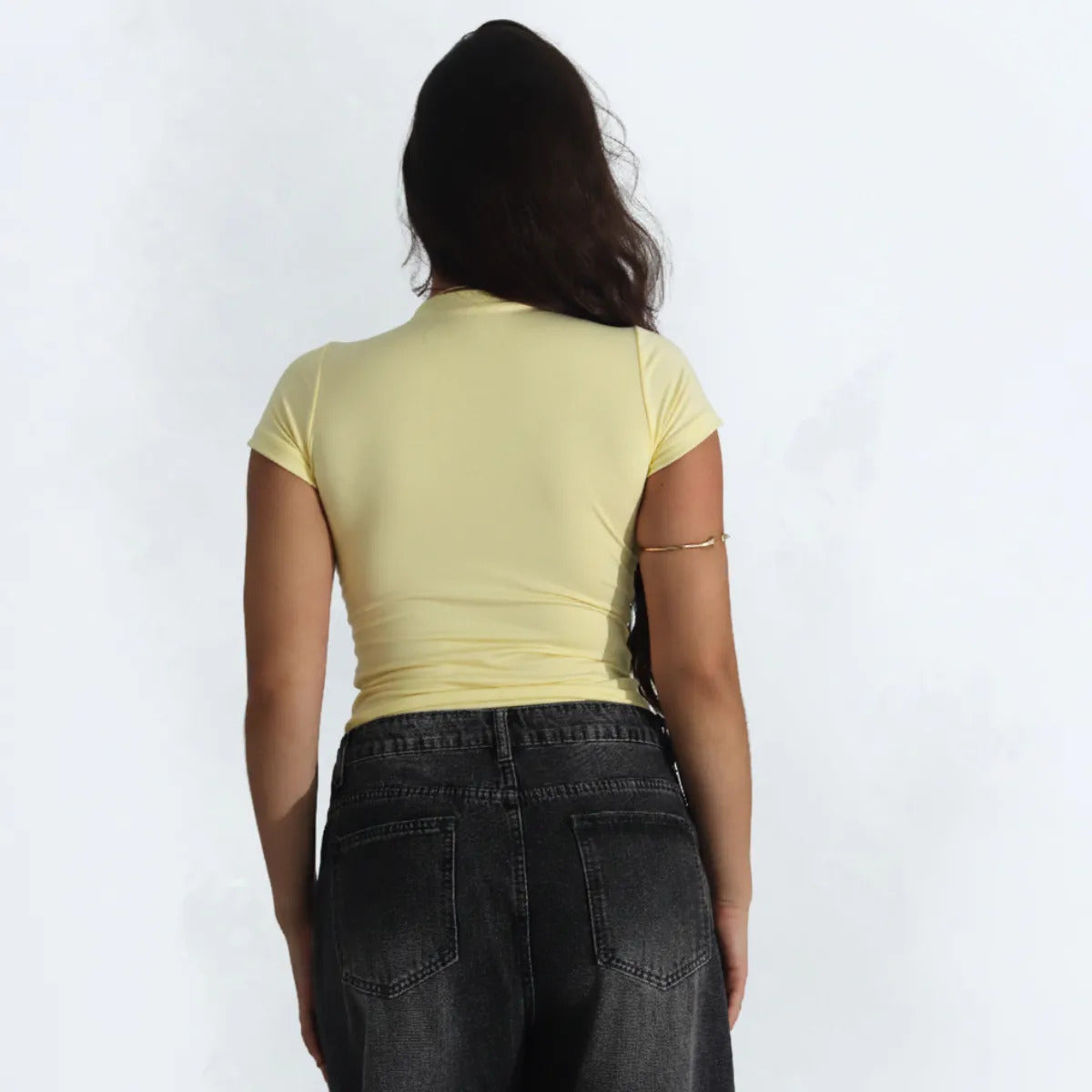 Kit 3 Blusa Baby Tee Justa Ao Corpo Alta Elásticidade Moda